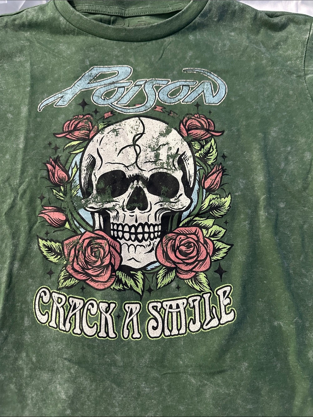 Poison Green 'Crack a Smile' Graphic Crop Top